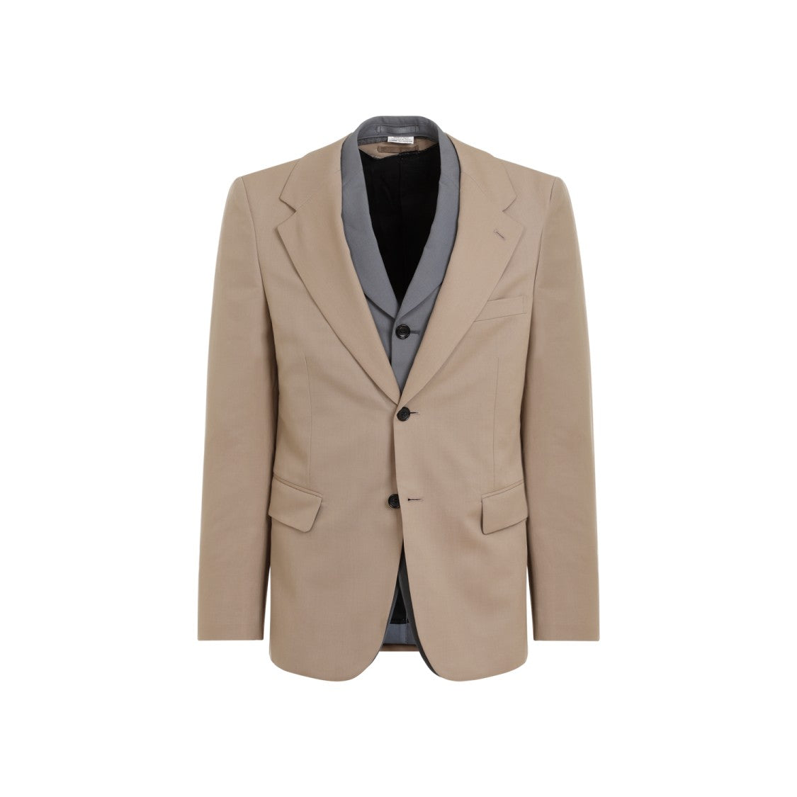 Gray And Beige Layered Wool Jacket