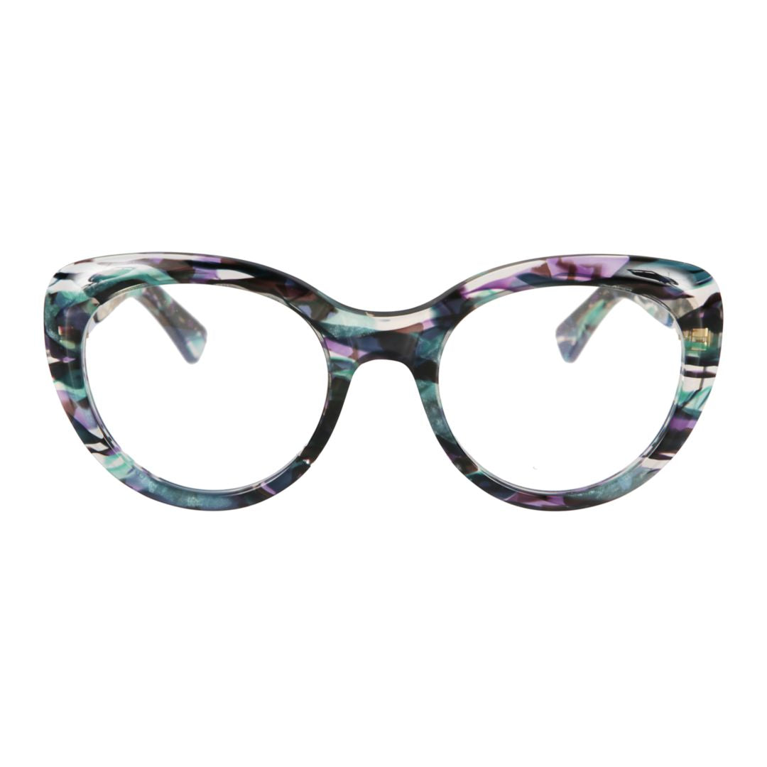 Sophia Glamour Bold Rounded Frame Sunglasses with Marbled Design
