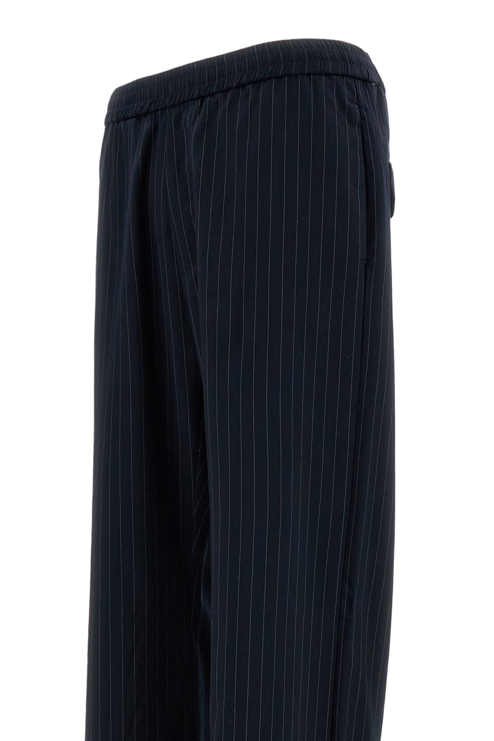 Pinstriped Virgin Wool Trousers With Elasticated Waist And Relaxed Fit