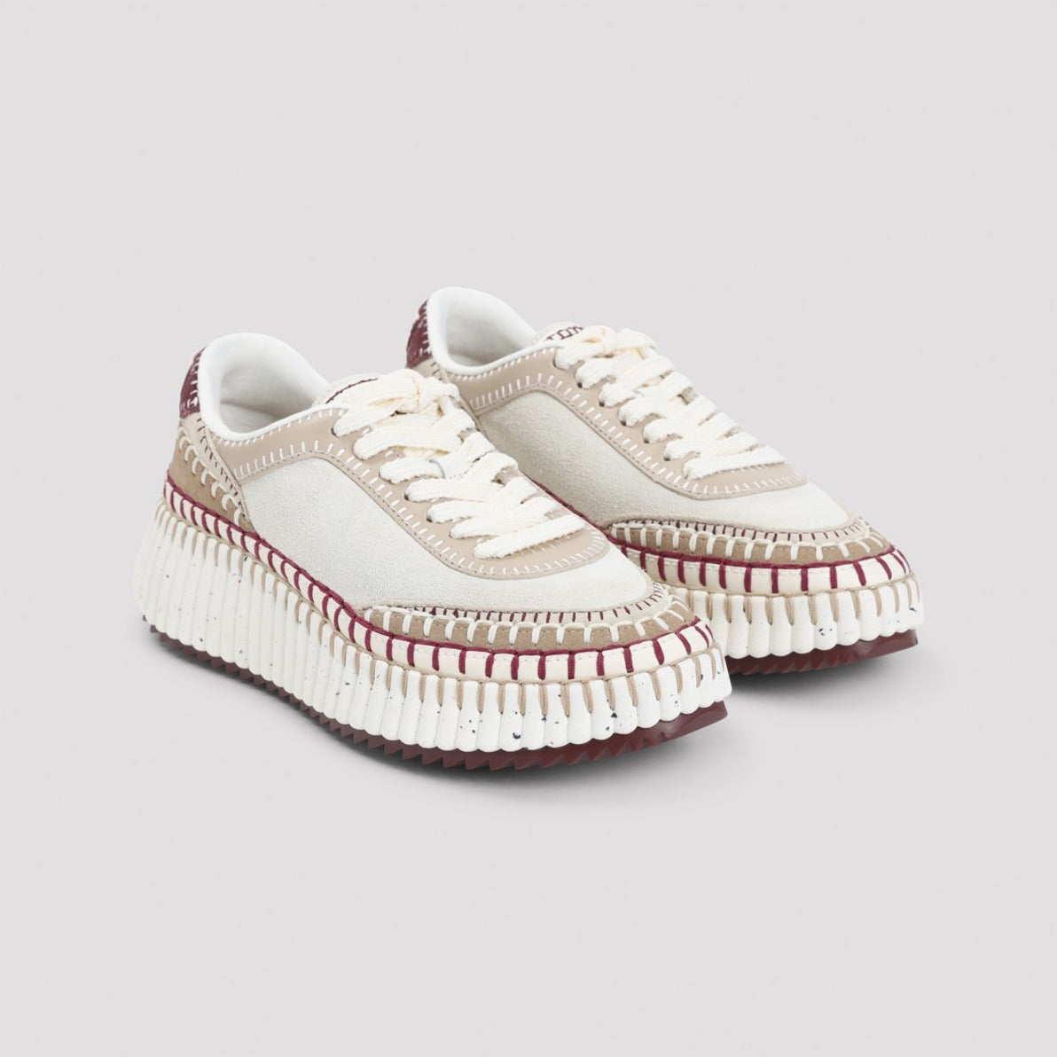 Multi-Panel Suede Sneakers With Hand-Stitched Details