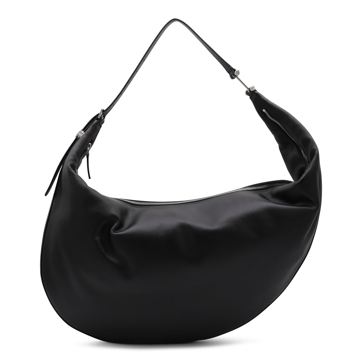 Black Leather Hobo Dot Shoulder Bag