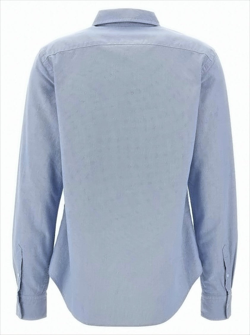 Long-Sleeve Button-Up Shirt with Pointed Collar