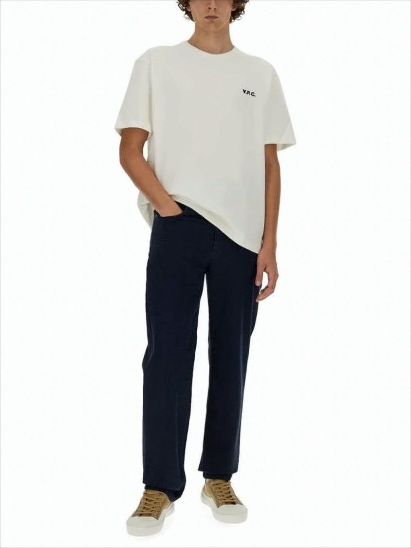 Straight-Leg Denim Pants with Five-Pocket Design