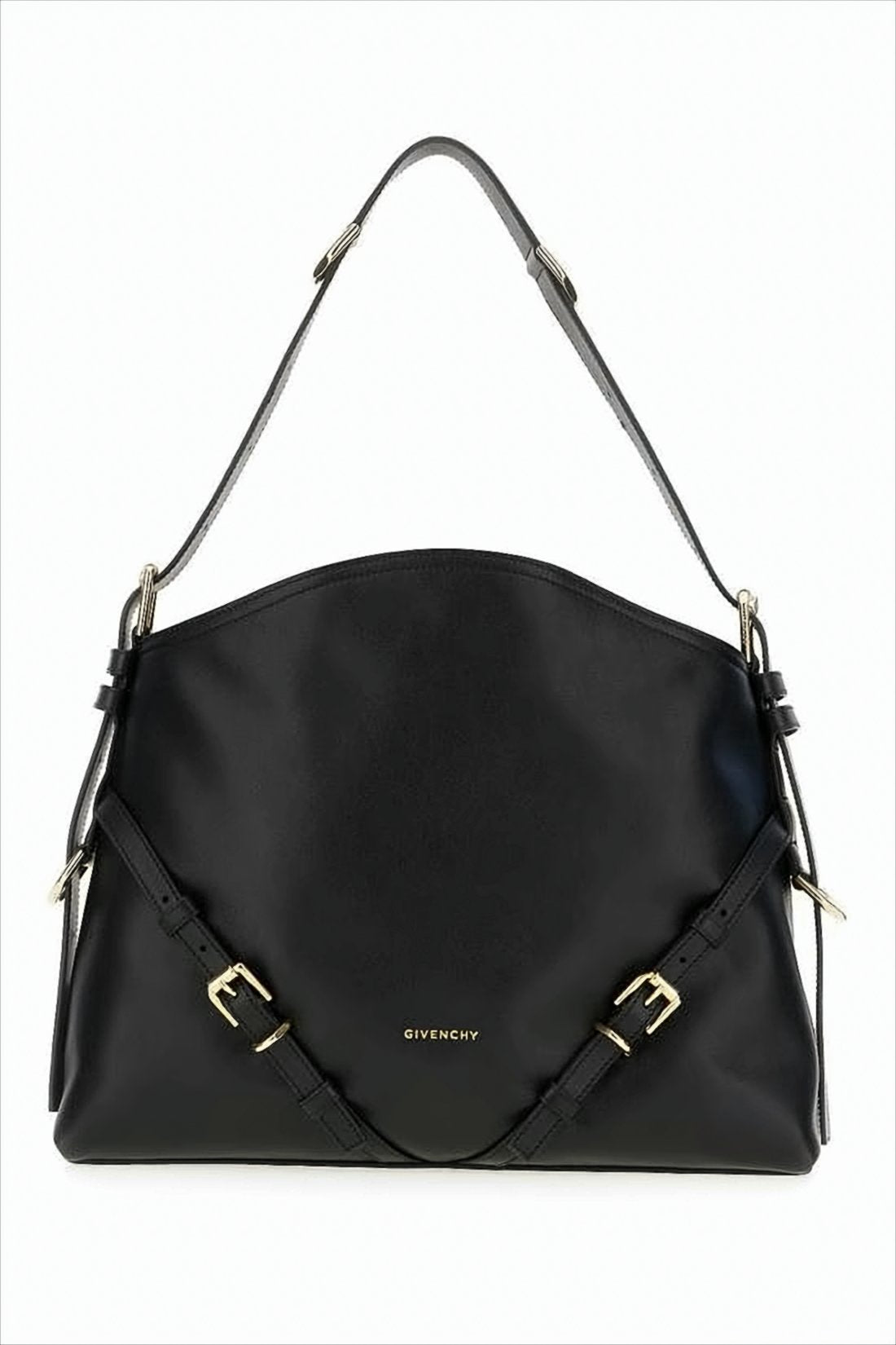 Minimalist Black Calf Leather Shoulder Bag