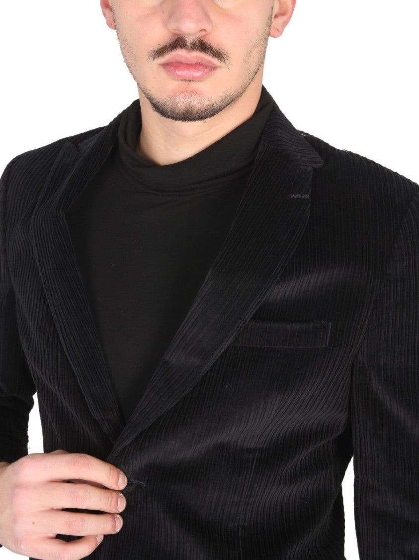 Single-Breasted Black Velvet Jacket