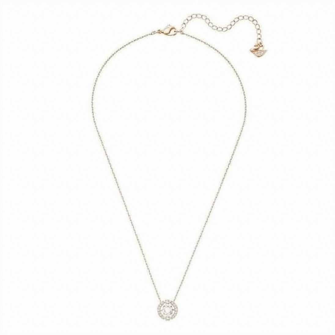 Rose Gold Pendant Necklace with Crystal Halo Detail