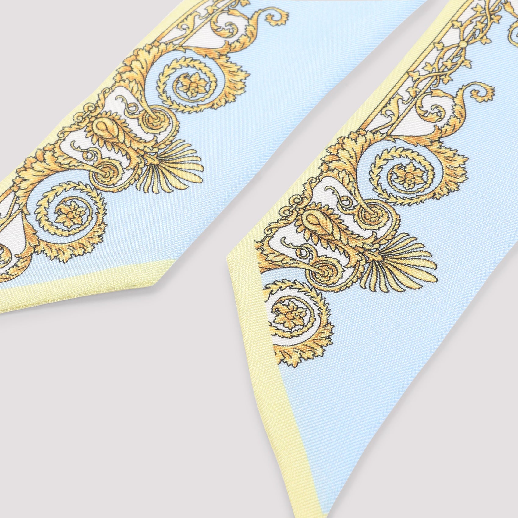 Floral Bandeaux Foulard with Asymmetric Hem