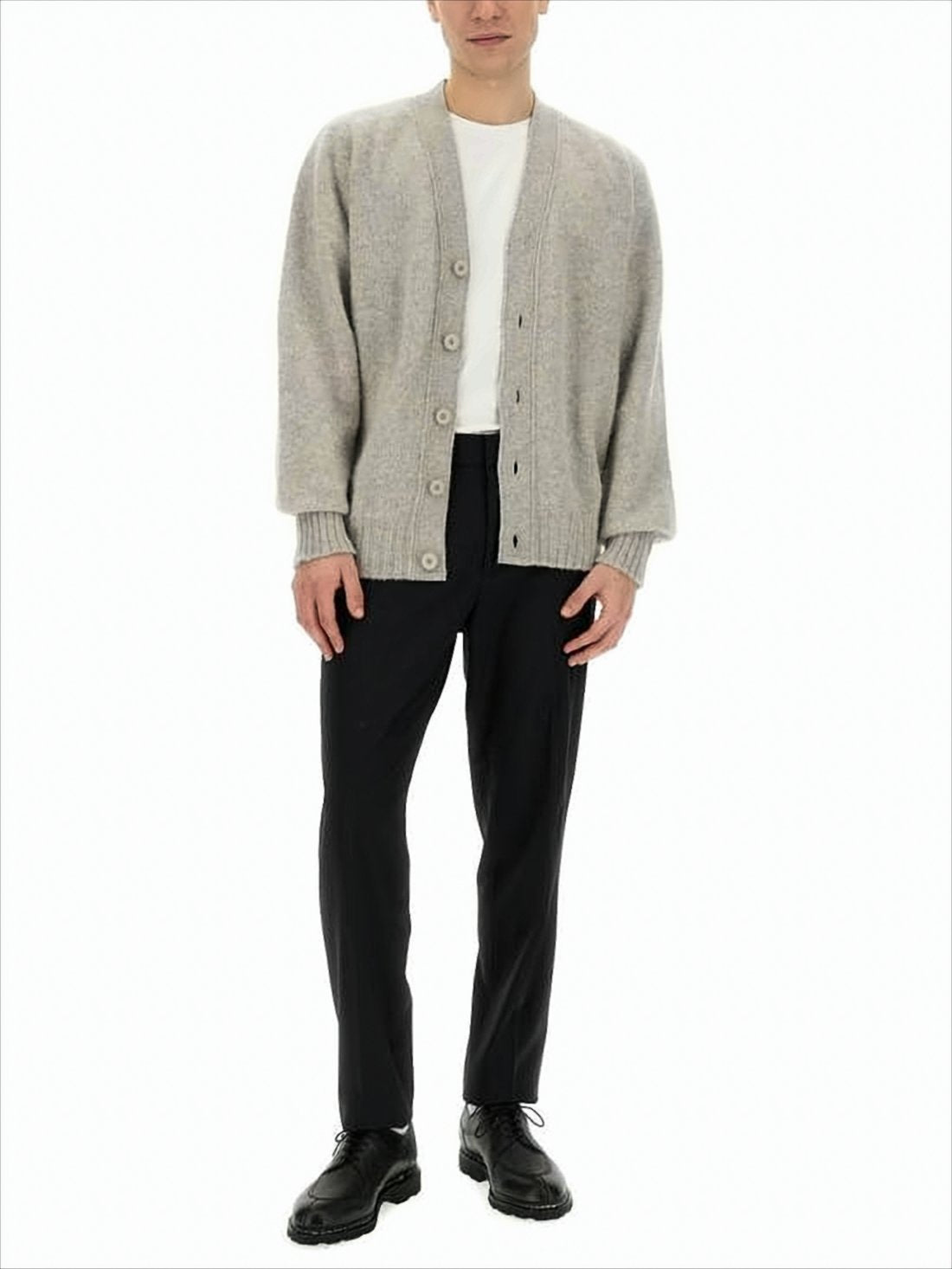 Soft Wool Cardigan with Relaxed Fit and V-Neckline