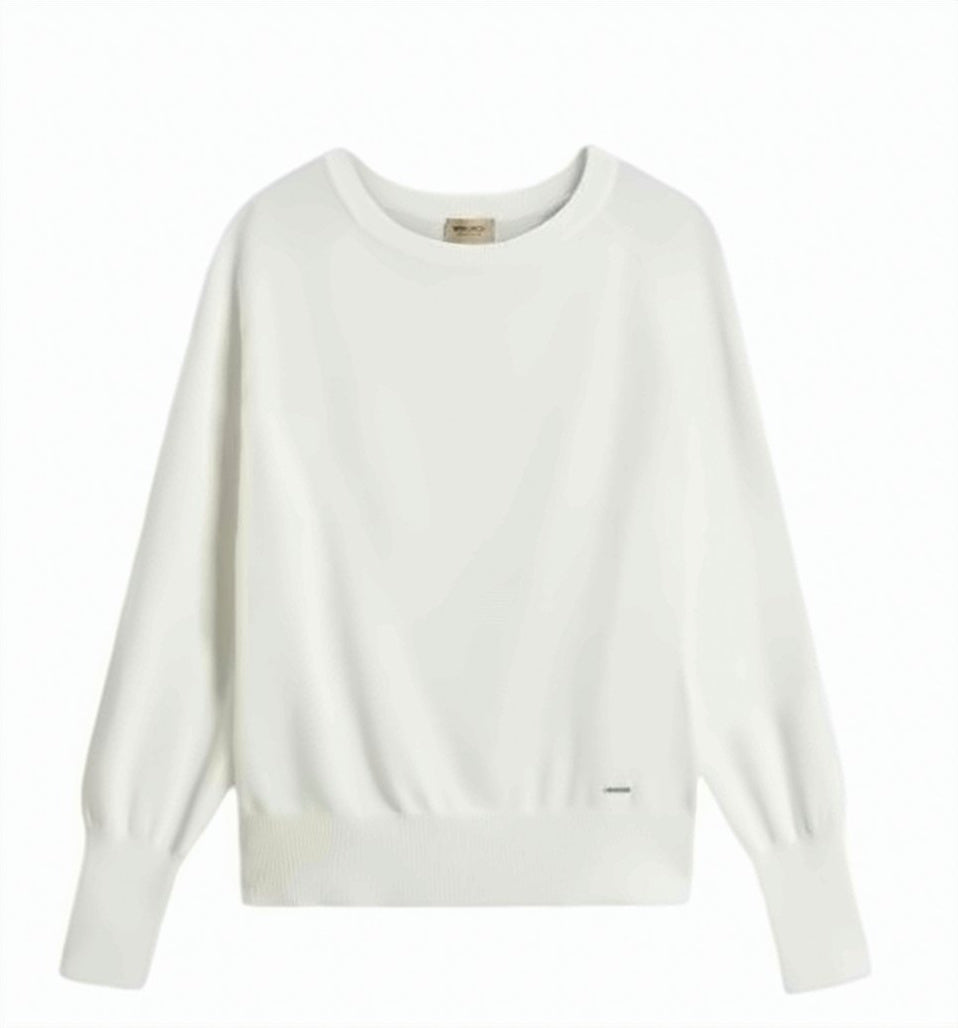Cotton Blend Ribbed Crew Neck Sweater