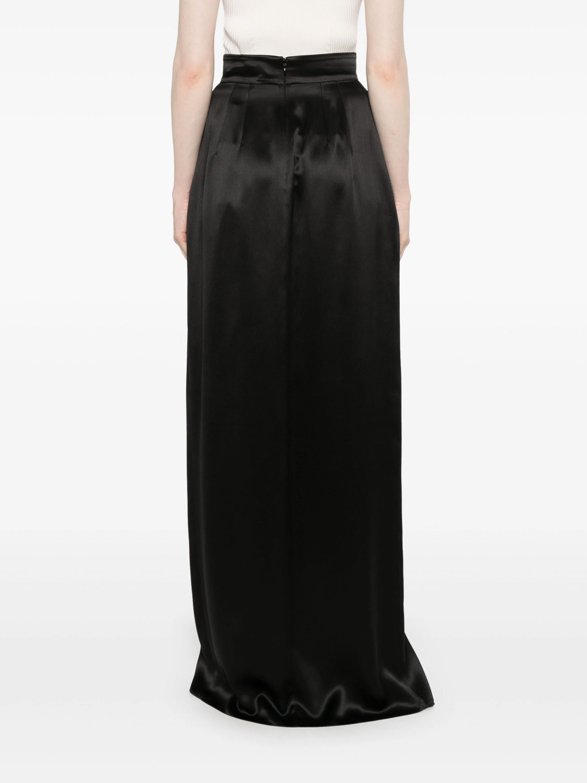 Maxi Skirt in Smooth Viscose with Gathered Waistband