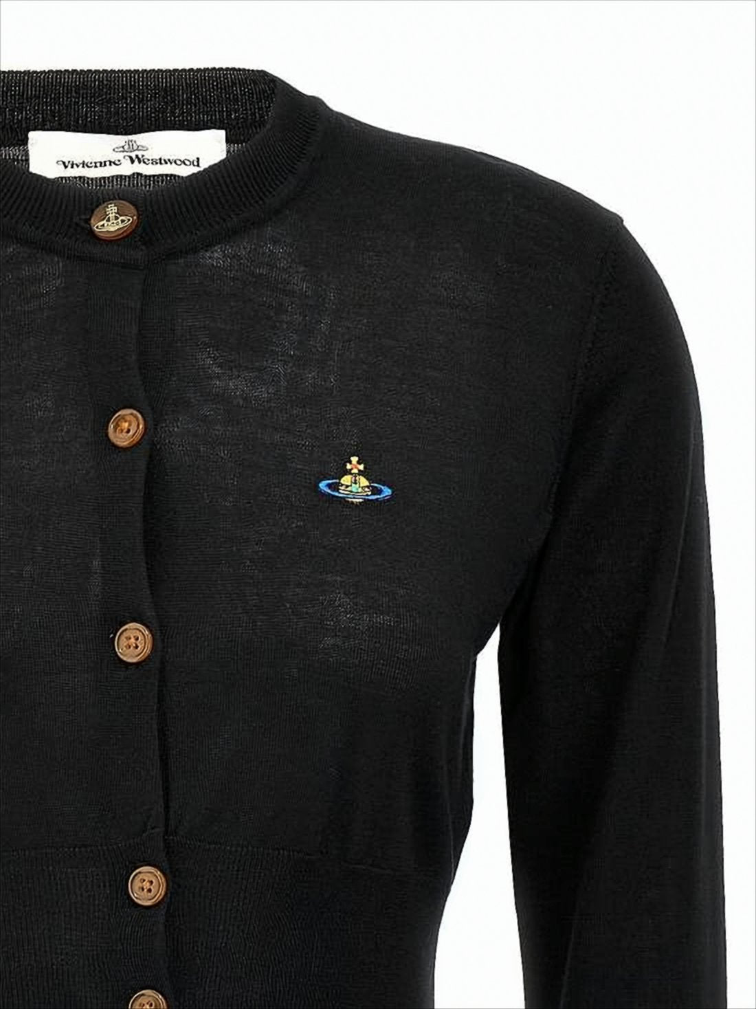 Cropped Black Cardigan with Button-Down Front