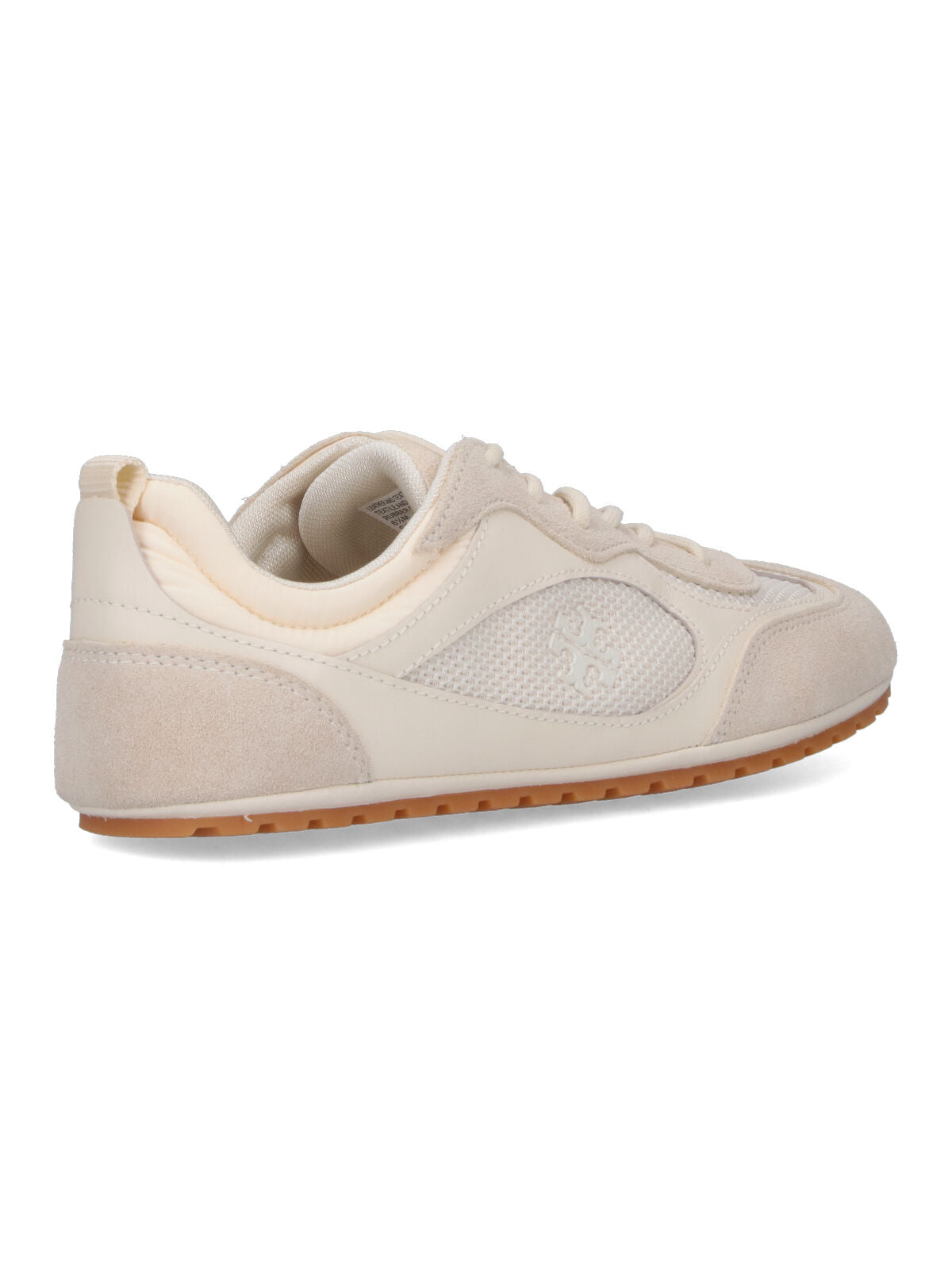 Cream Suede And Mesh Sneakers