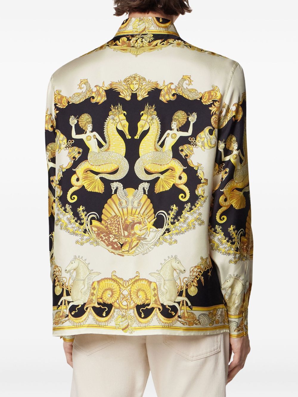 Gold-Tone Coral Theatre Print Long-Sleeve Shirt