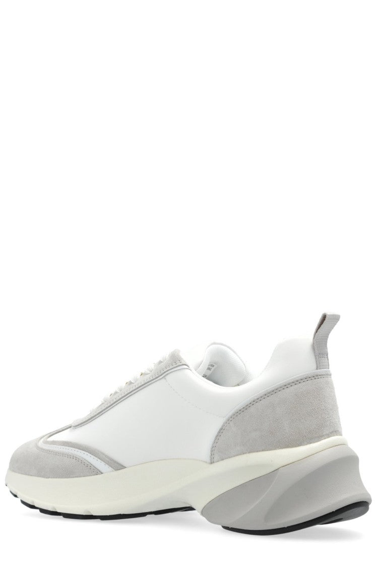 Sneakers with Sculpted Heel and Mixed Textures