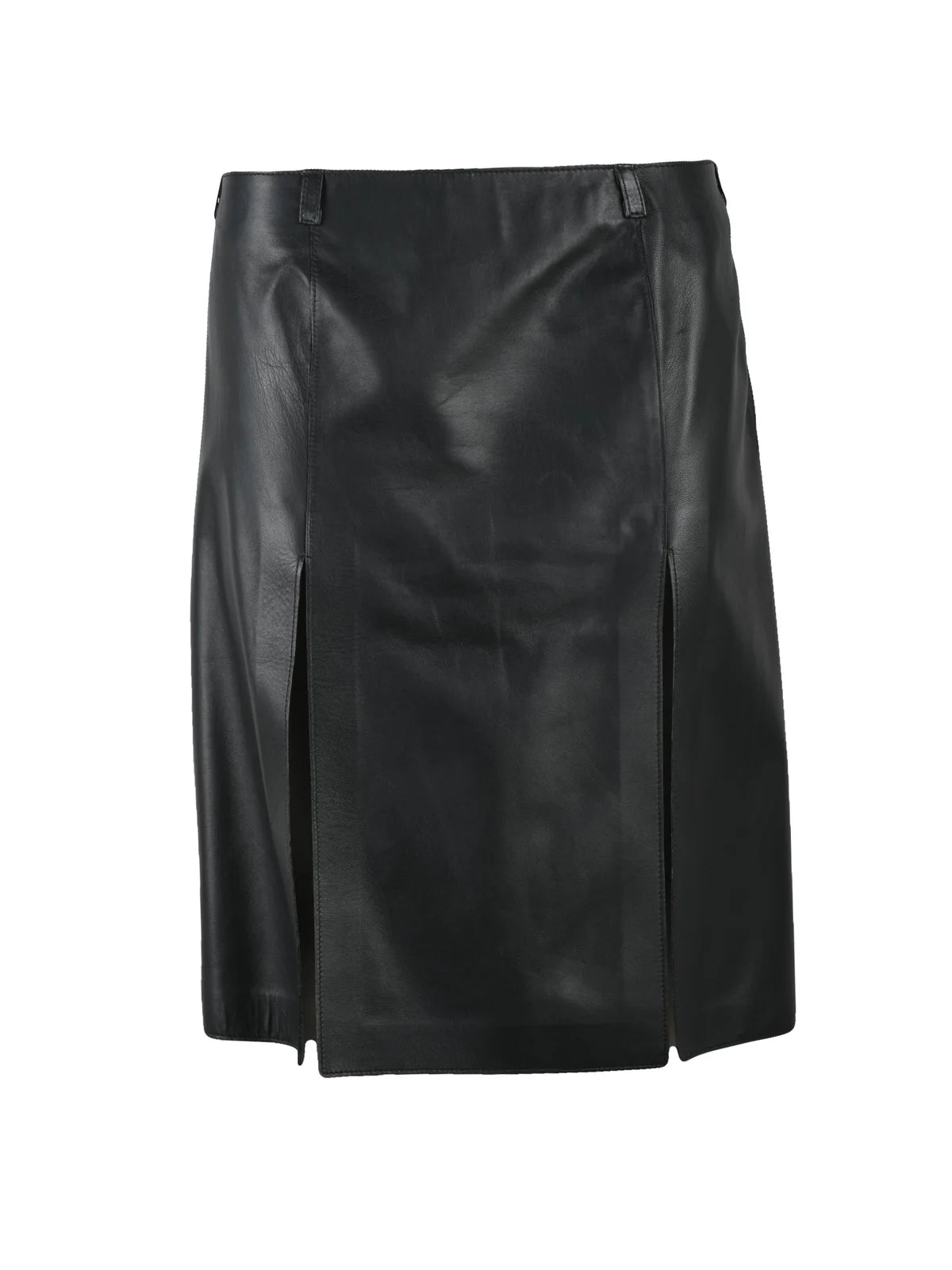 Black Leather Women Longuette Skirt