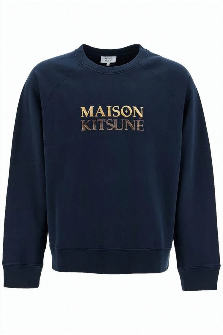 Long-Sleeve Sweatshirt With Metallic Gold Logo