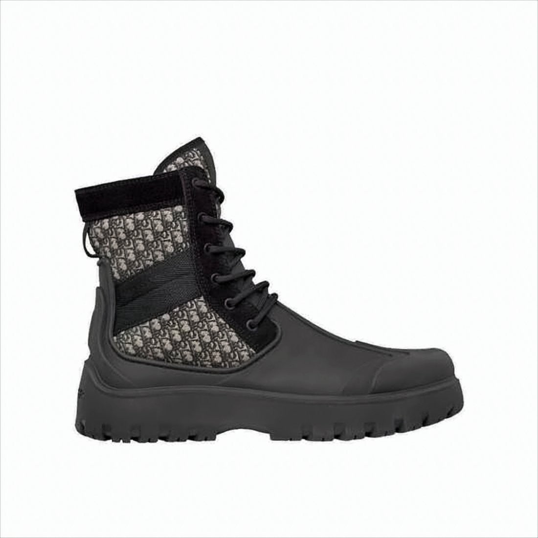 High-Top Lace-Up Boots With Monogram Panels