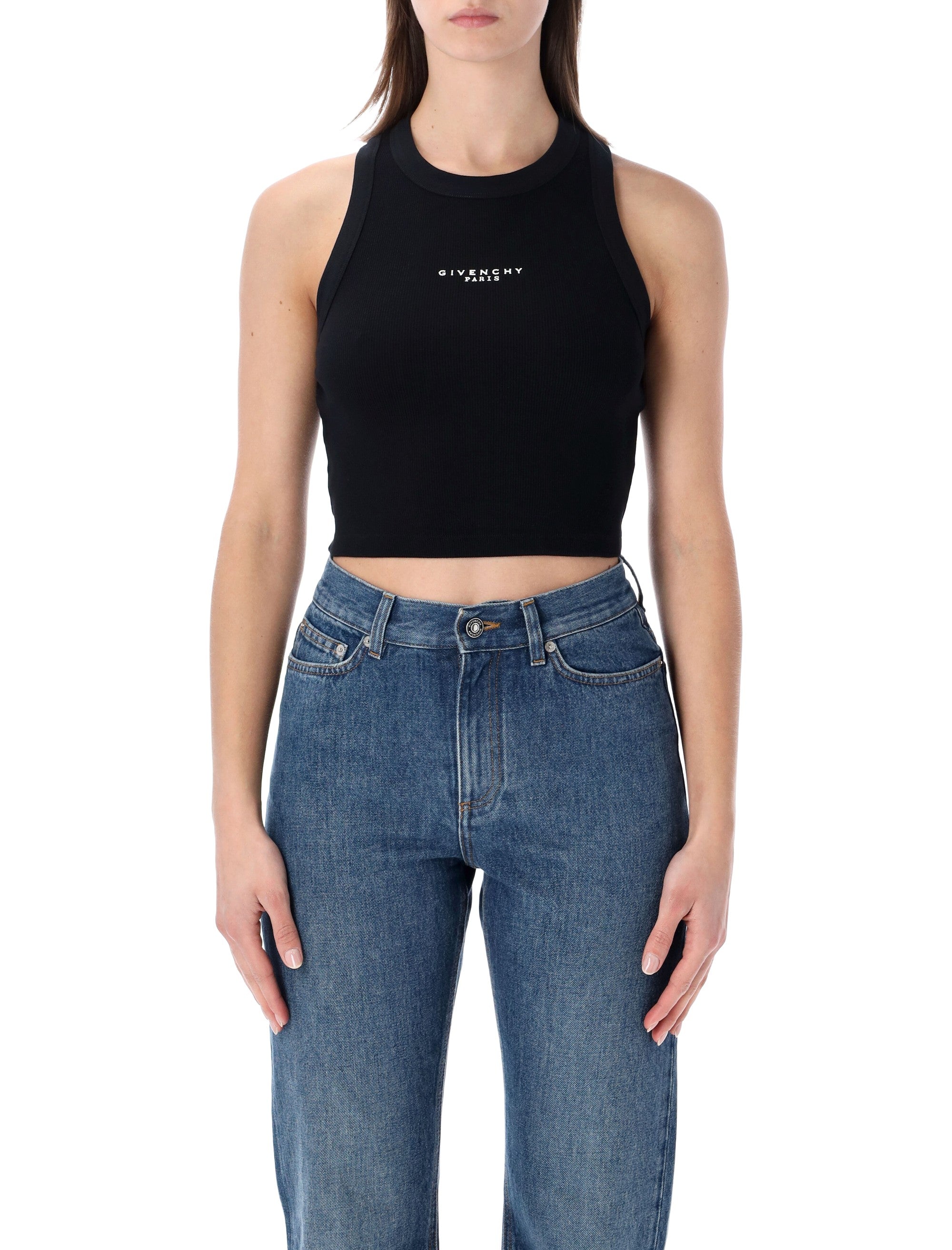 Vintage-Inspired Cropped Tank Top with Racerback Design