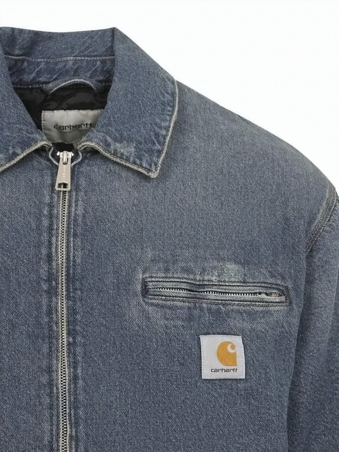 Vintage-Inspired Blue Denim Zip-Up Jacket with Classic Detailing