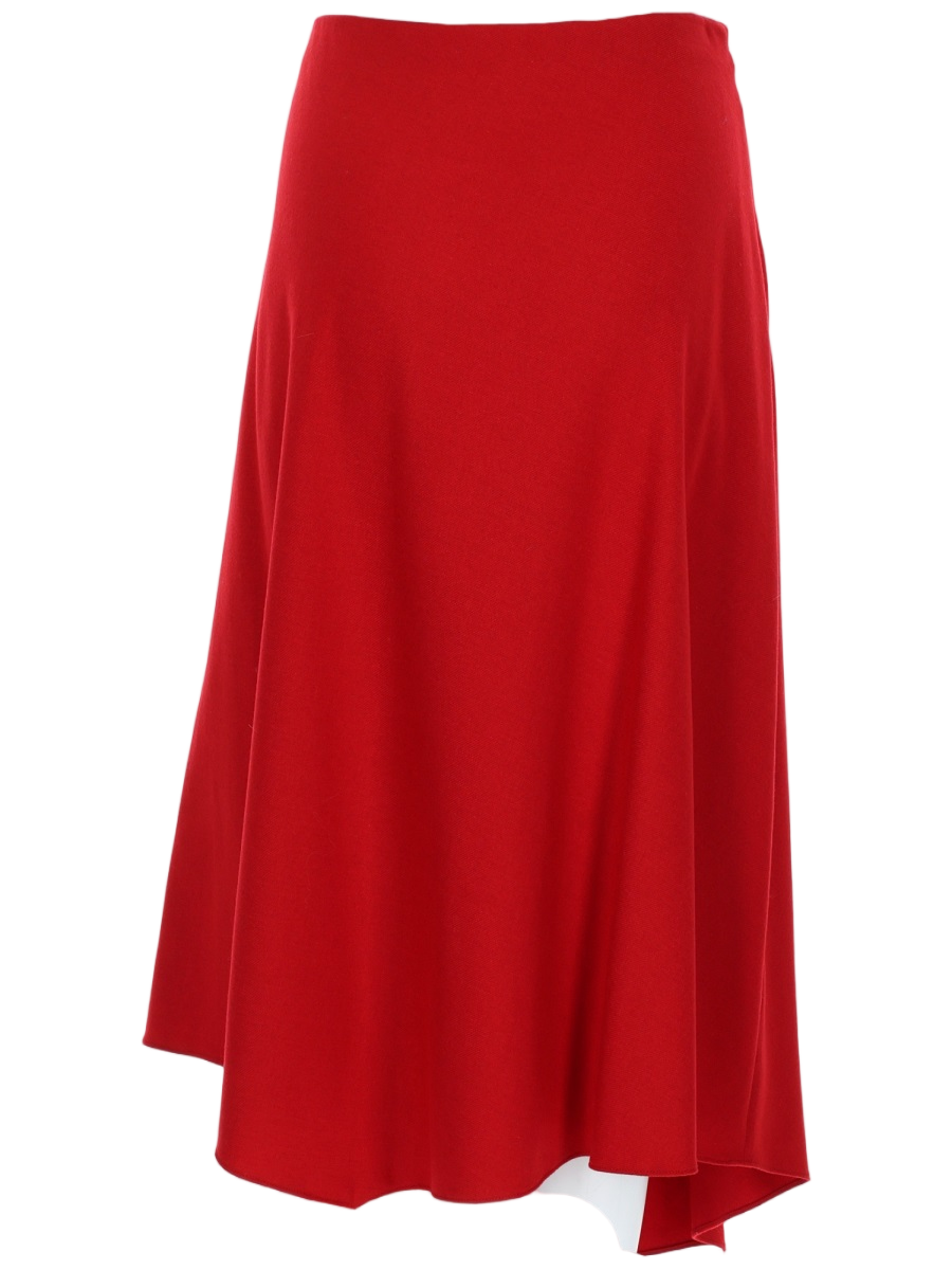 Asymmetrical Midi Skirt with Wrap Front Overlay