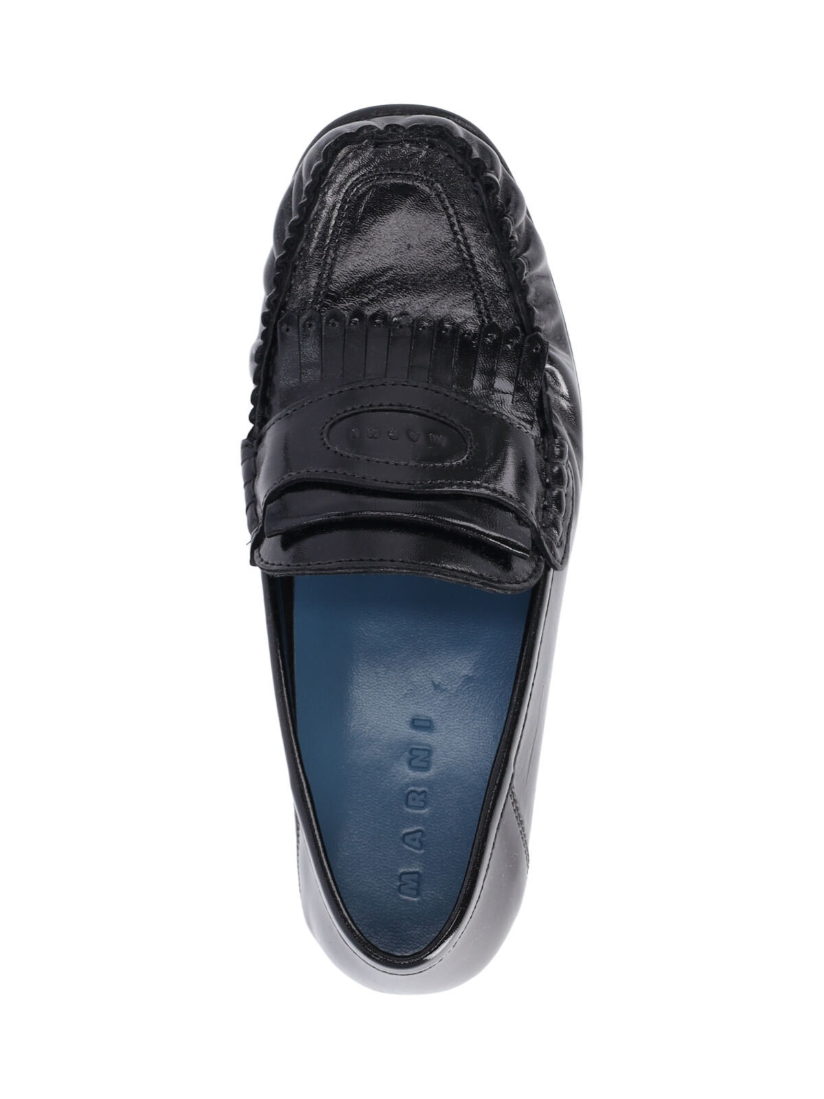 Black Polished Leather Moccasin Flats