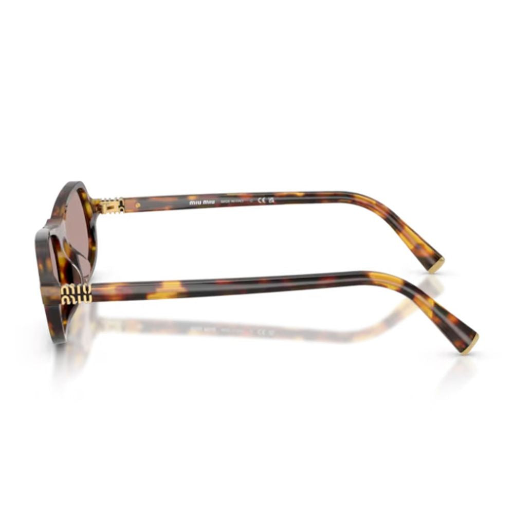 Sculpted Honey Havana Frame Sunglasses with Geometric Lenses