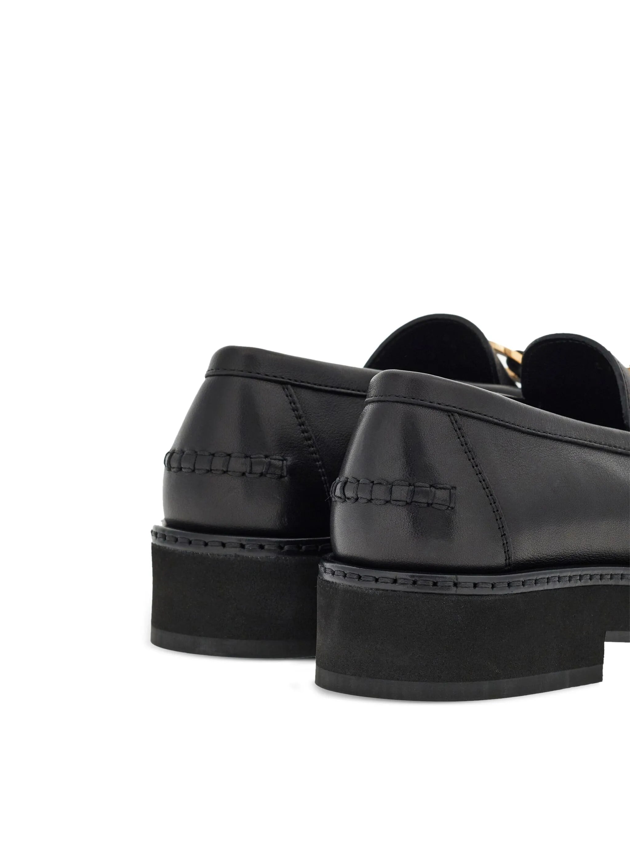 Black Maryan Lug Gancini Plaque Moccasins