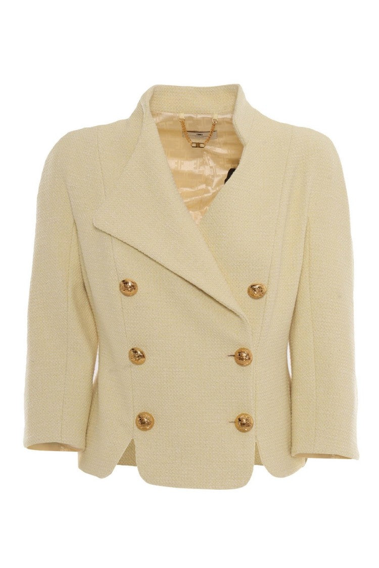 Tailored Double-Breasted Blazer With Gold Buttons