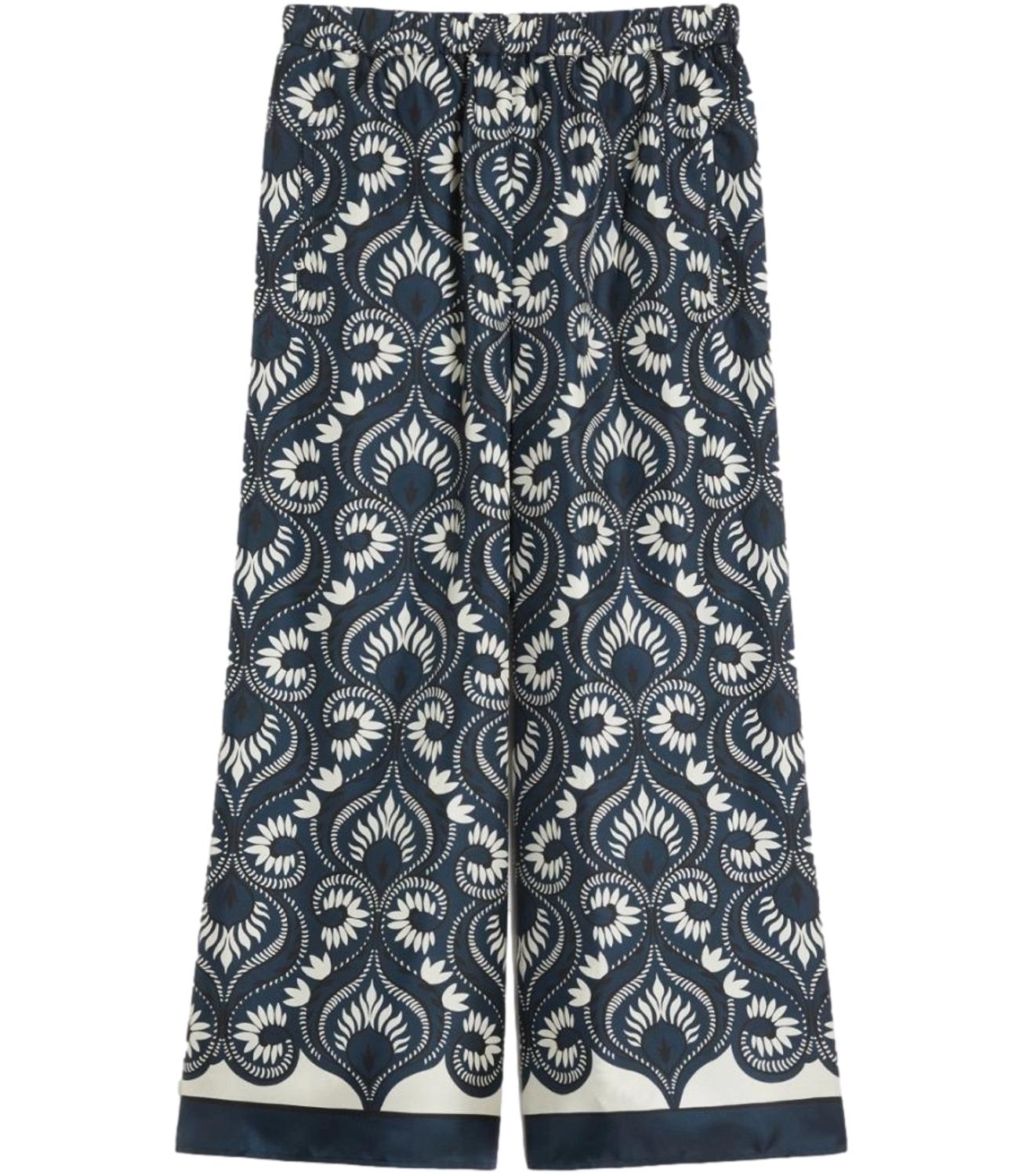 Blue Deco Cotton Stretch Trousers