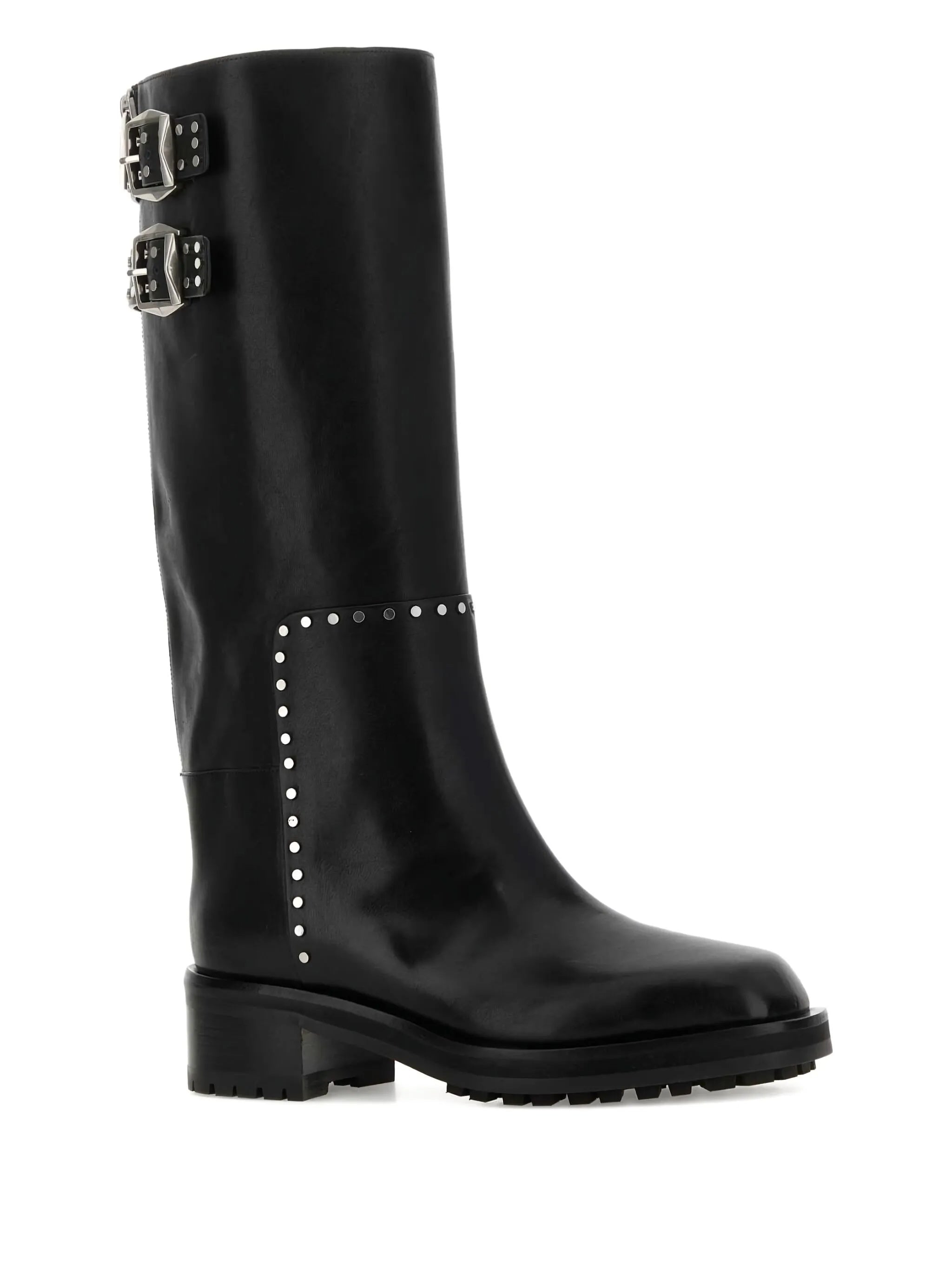 Black Brooklyn Studded Leather Boots