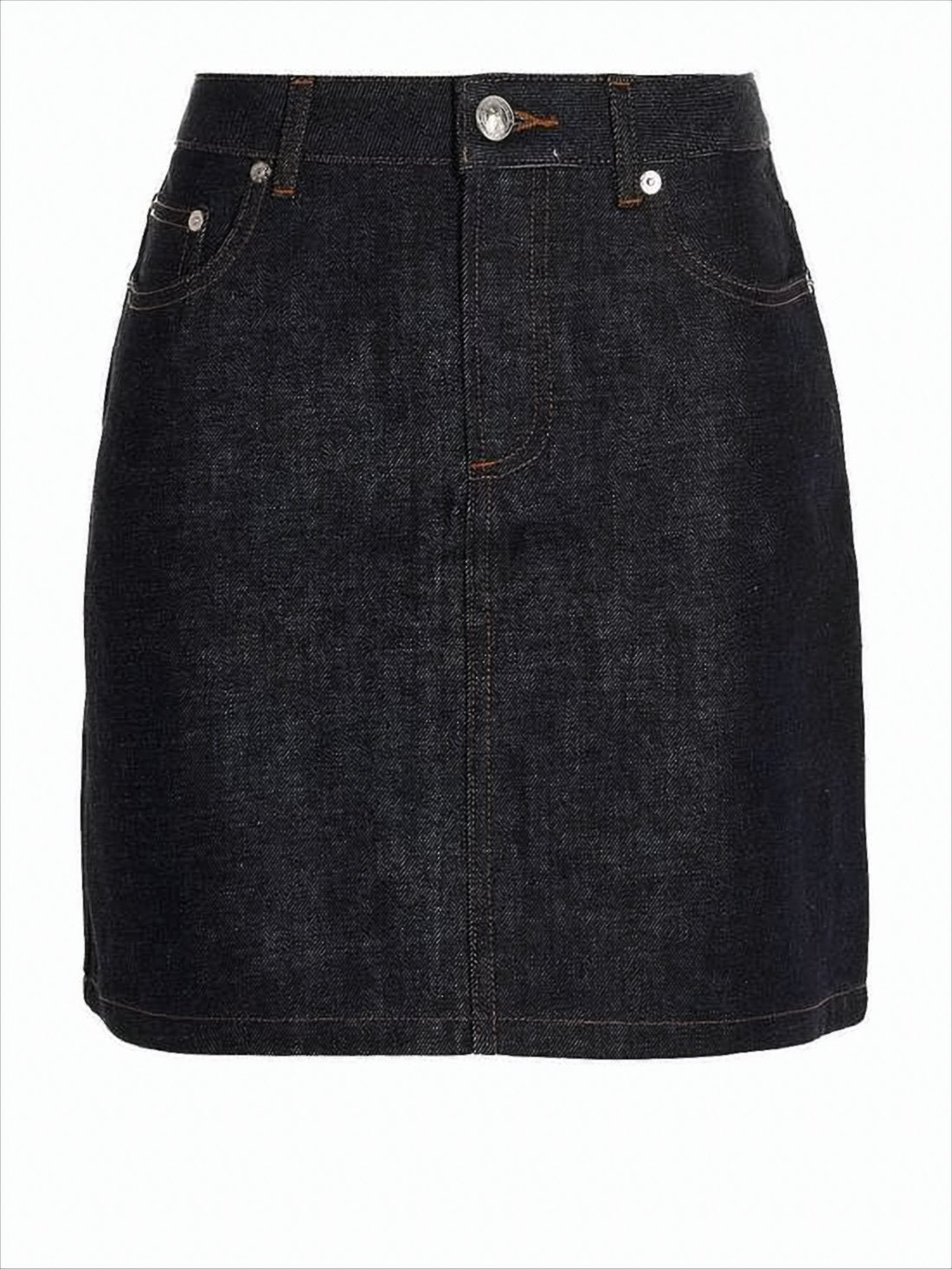 Straight-Silhouette Denim Mini Skirt