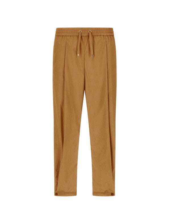 Camel Wide-Cut Trousers With Adjustable Ankle Features