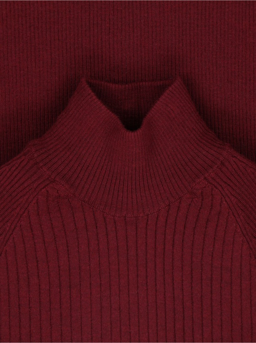 Ribbed Cashmere-Silk Sweater With High Neckline And Fitted Silhouette