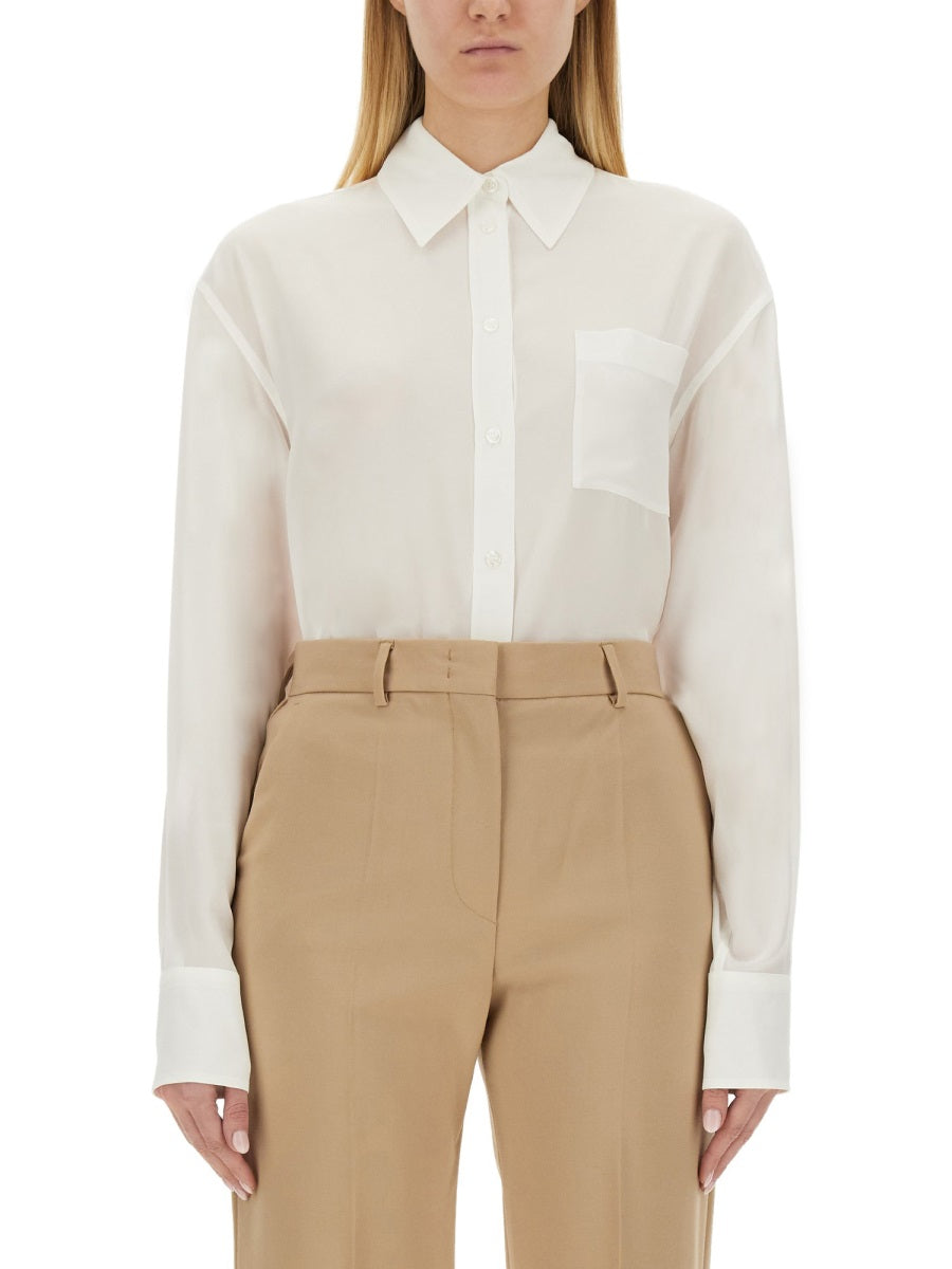 Classic White Shirt With Pointed Collar And Pleat Detail