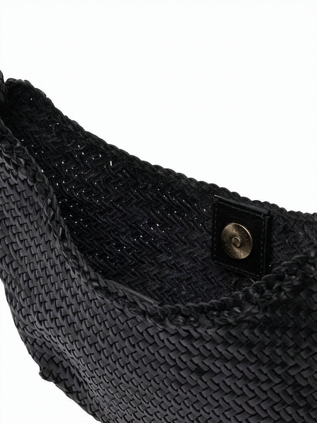 Crescent-Shaped Woven Leather Shoulder Bag