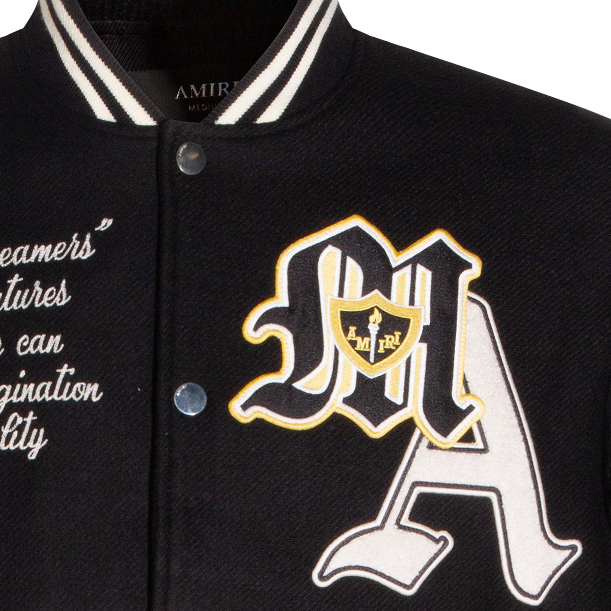 Varsity-Inspired Black Wool Jacket With Leather Sleeves