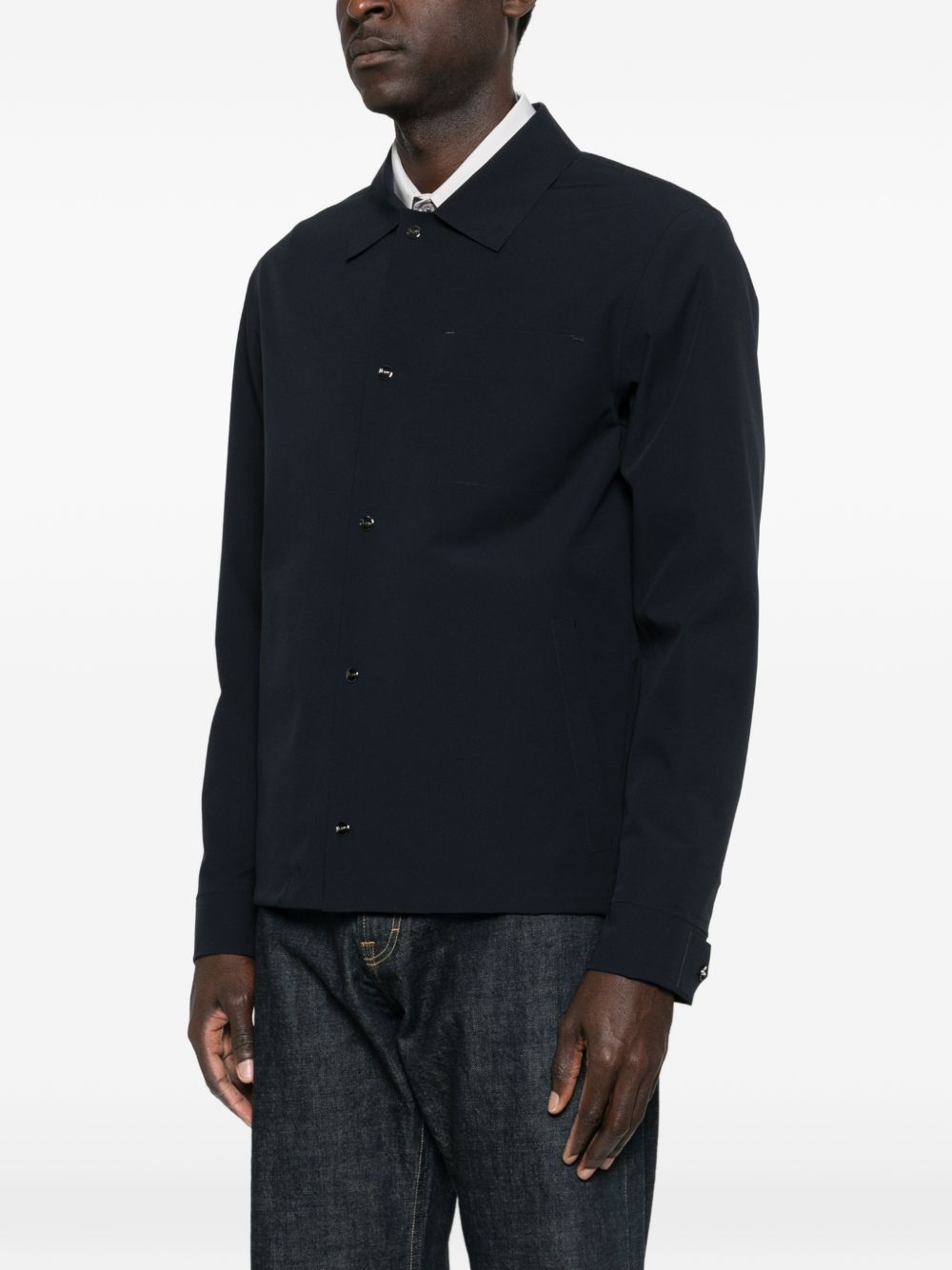 Water-Repellent Blue Jacket With Adjustable Hem