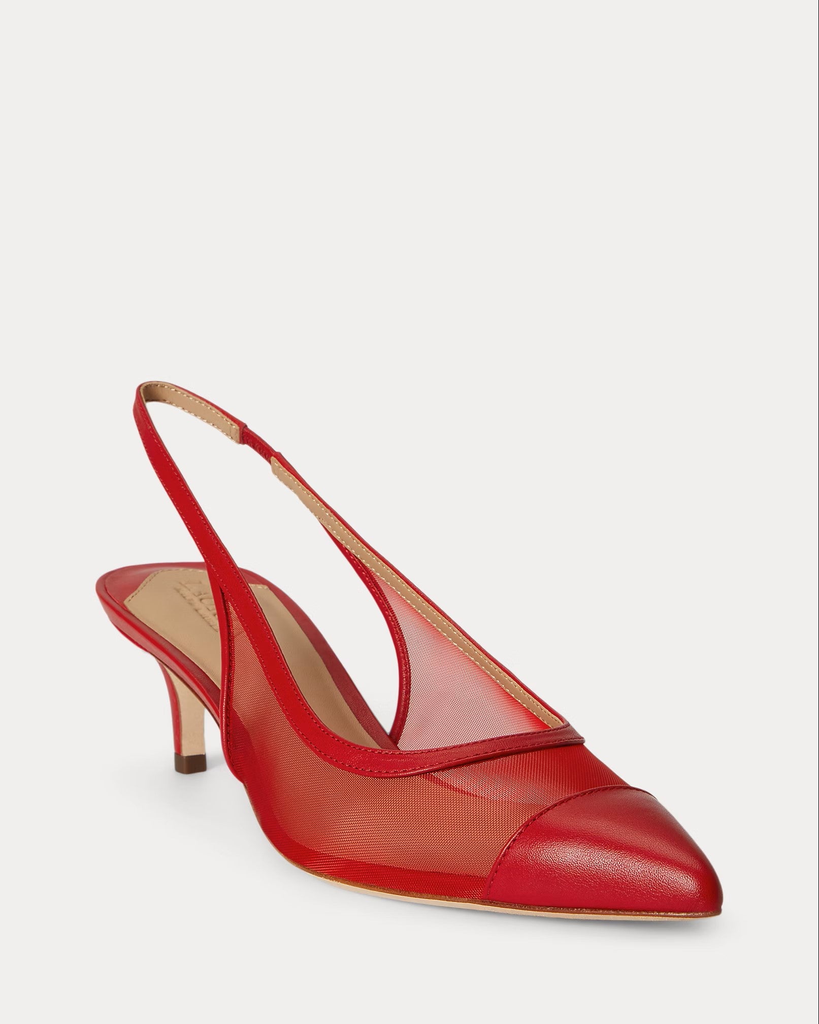 Translucent Mesh Slingback Heels with Pointed Toe
