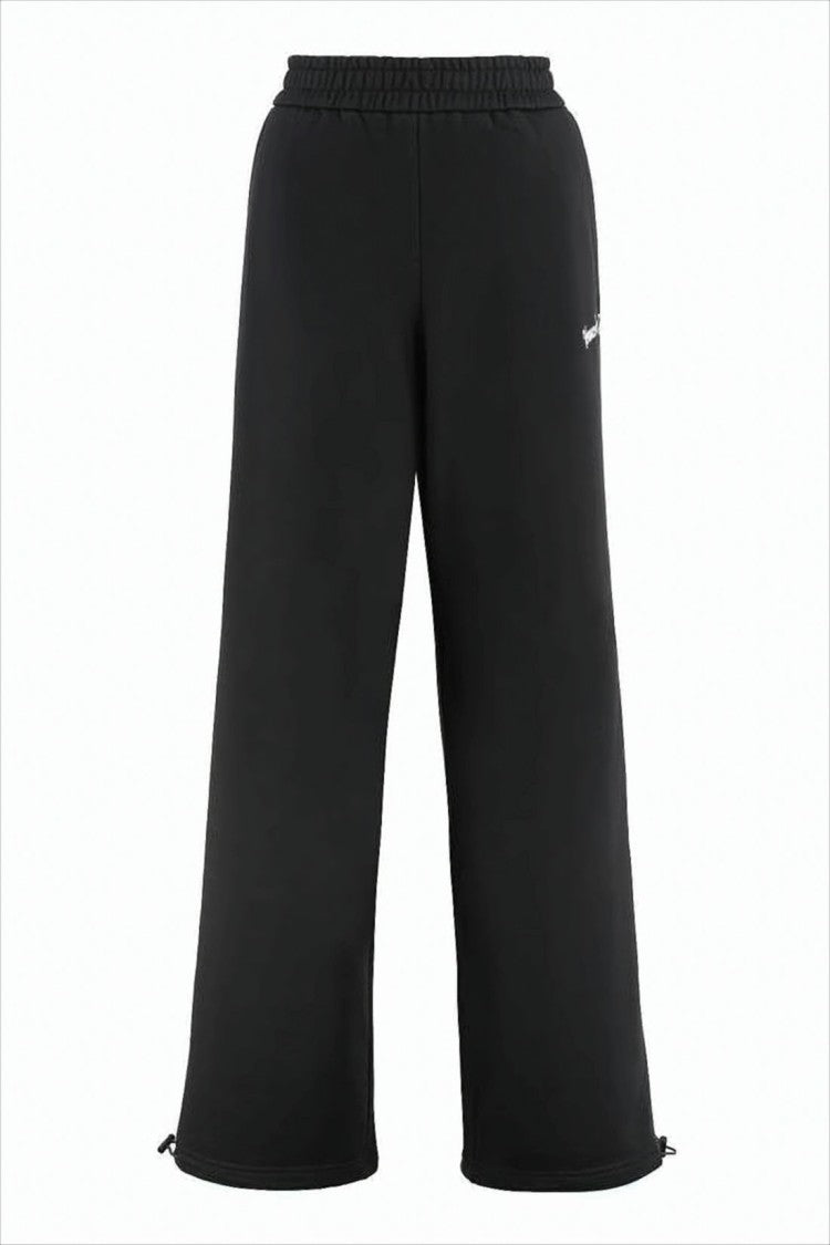 Wide-Leg Jogger Pants with Adjustable Hem and Embroidered Branding