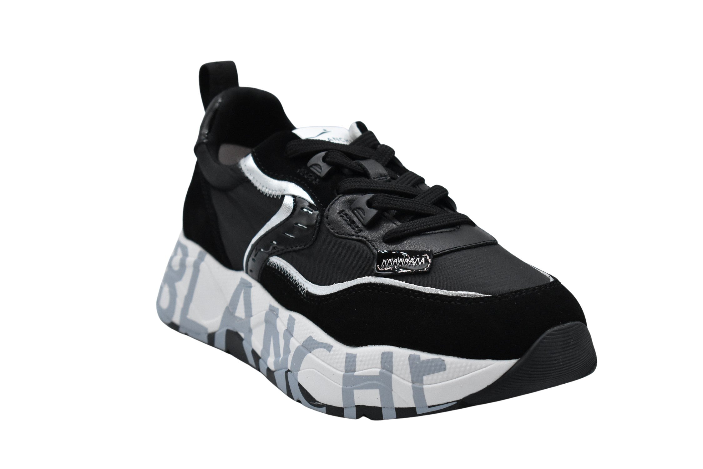 Black Platform Sneakers With Accents