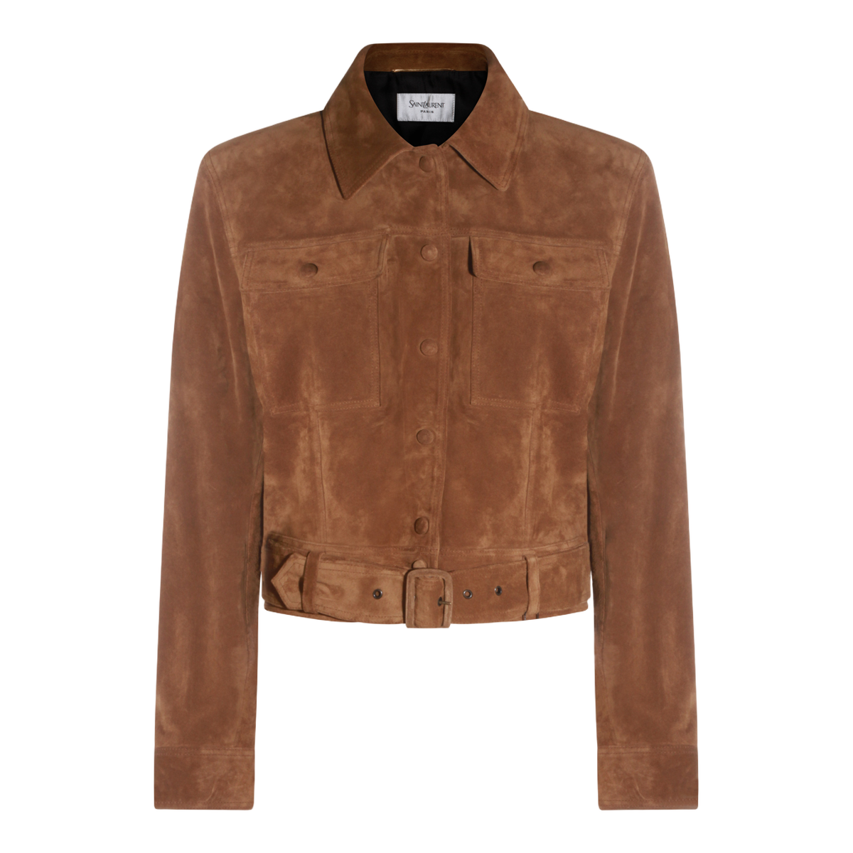Brown Suede Jacket with Classic Collar