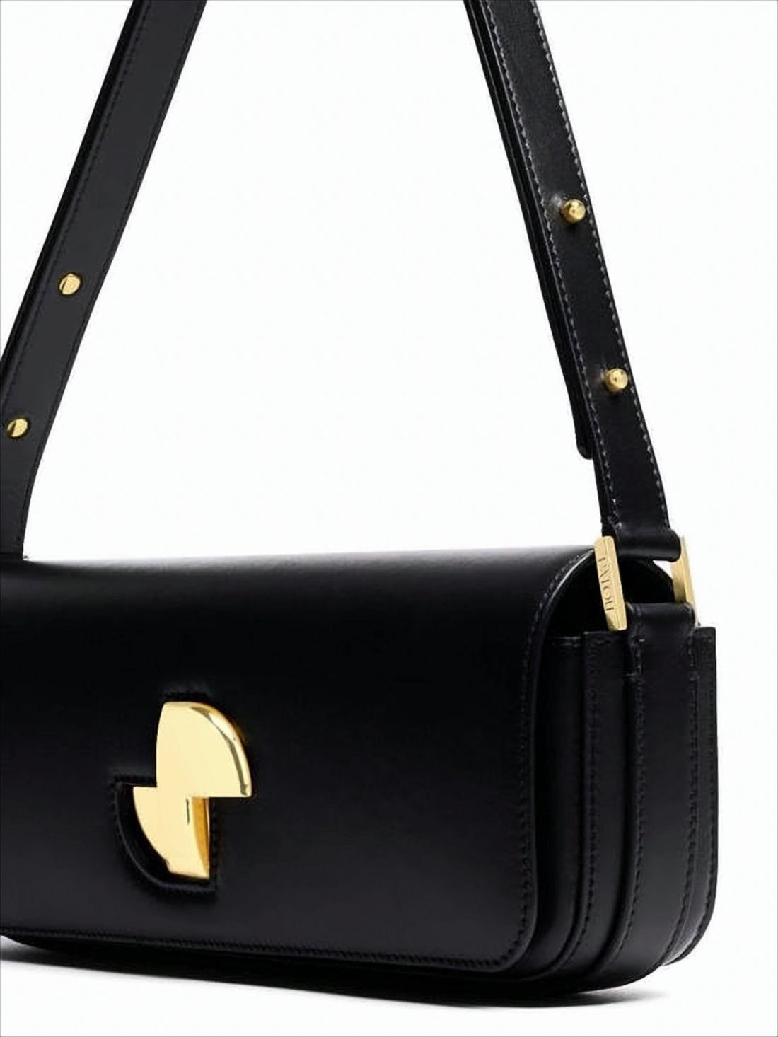 Structured Shoulder Bag with Polished Gold-Tone Clasp