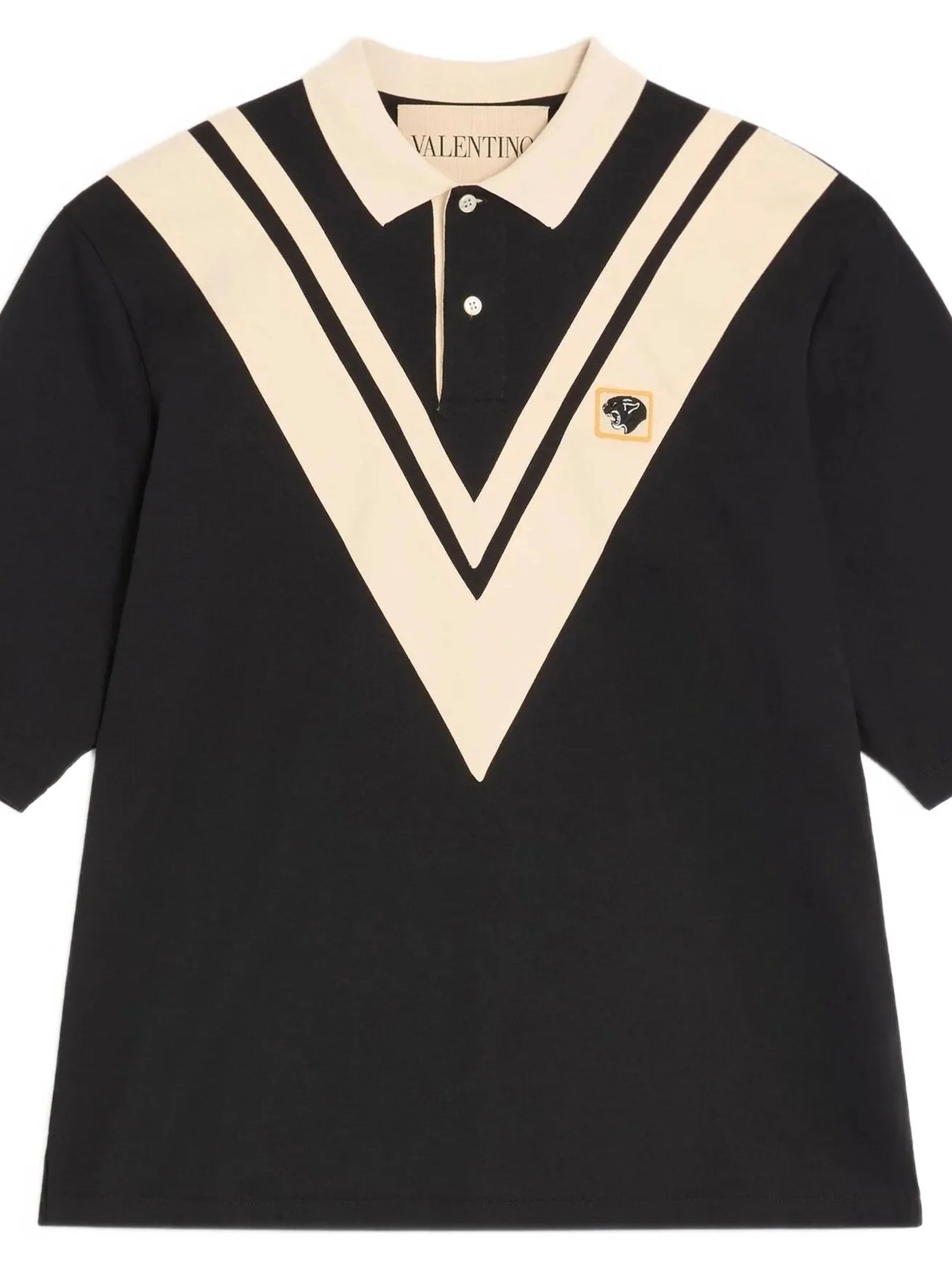 V-Pattern Short-Sleeved Boxy Fit Polo Shirt