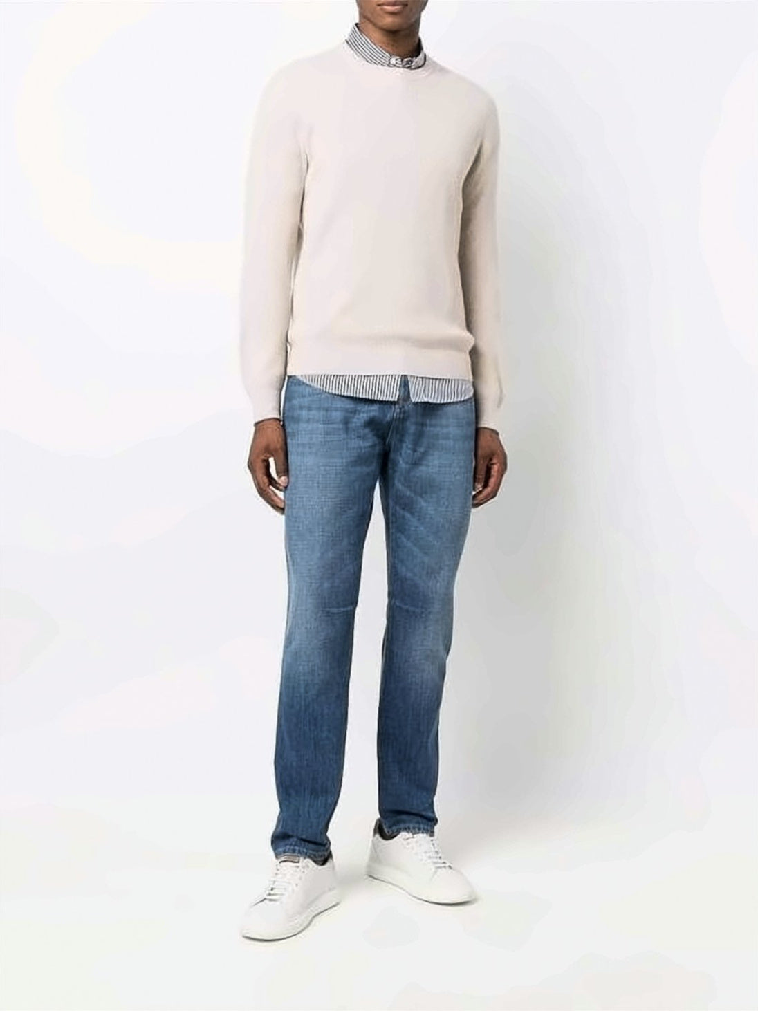 Medium Wash Straight-Leg Denim Pants