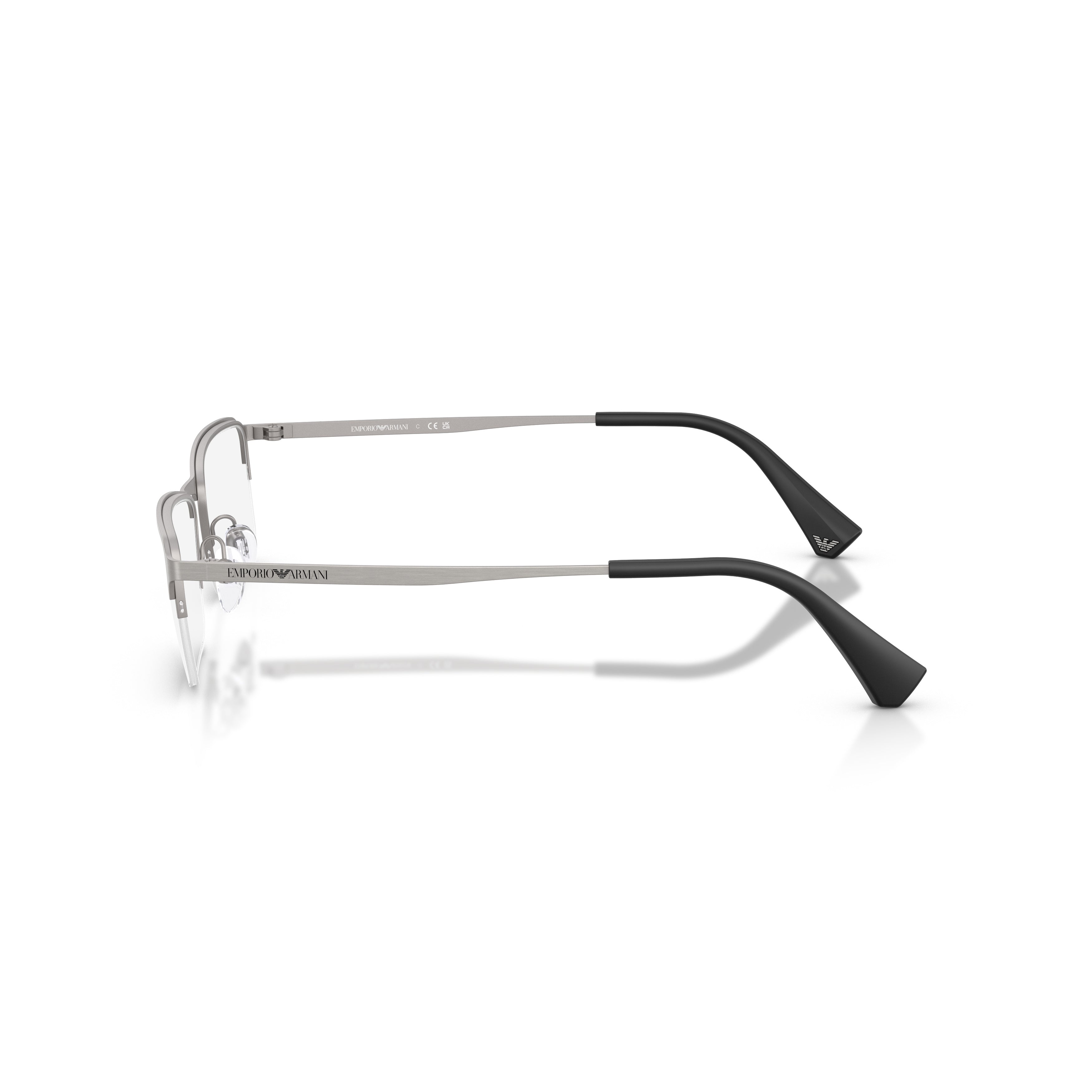0ea1044td Rectangular Half-Rim Eyeglasses in Matte Silver Titanium