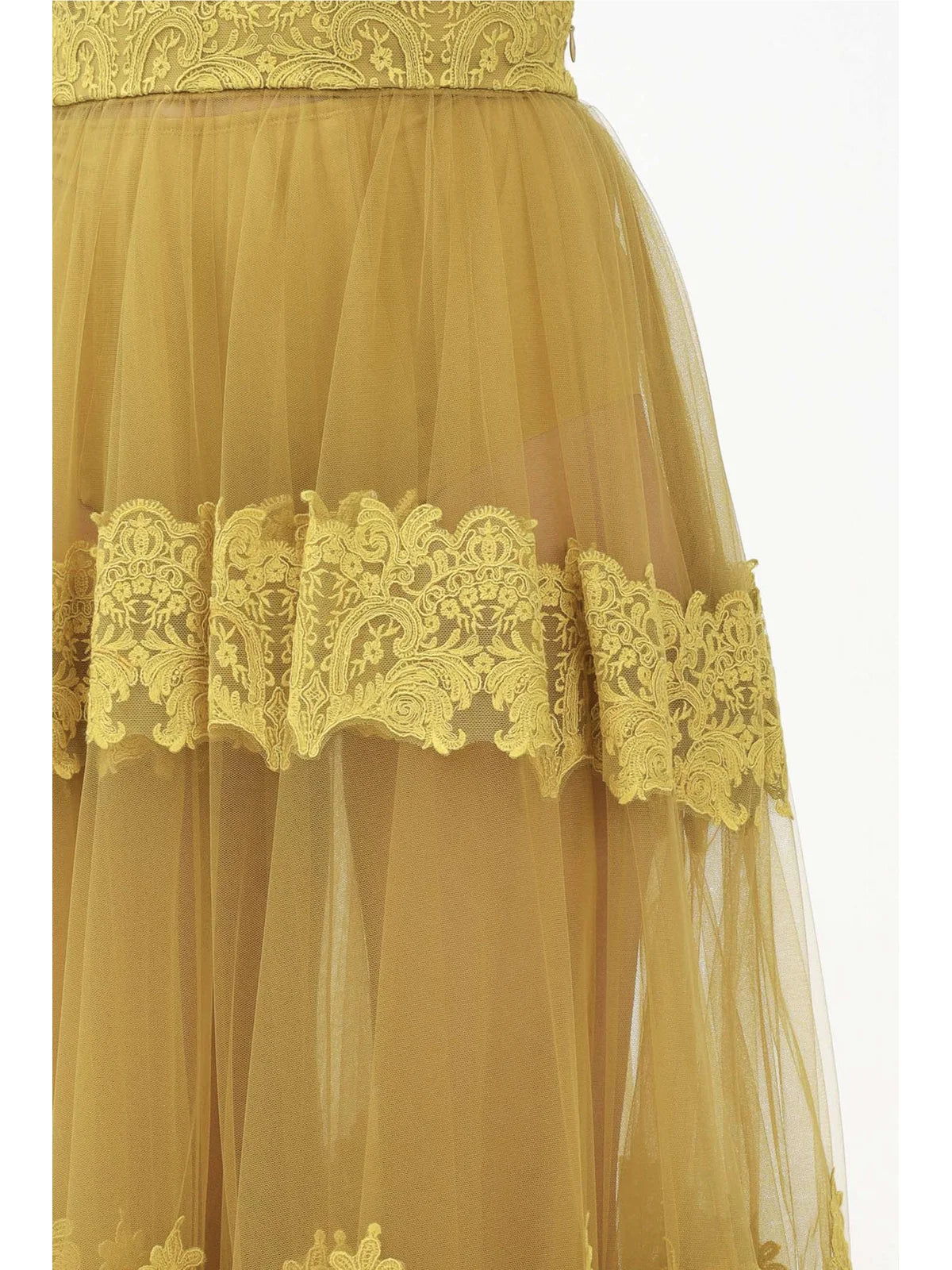 Curry Polyamide Elastane Embroidered Skirt