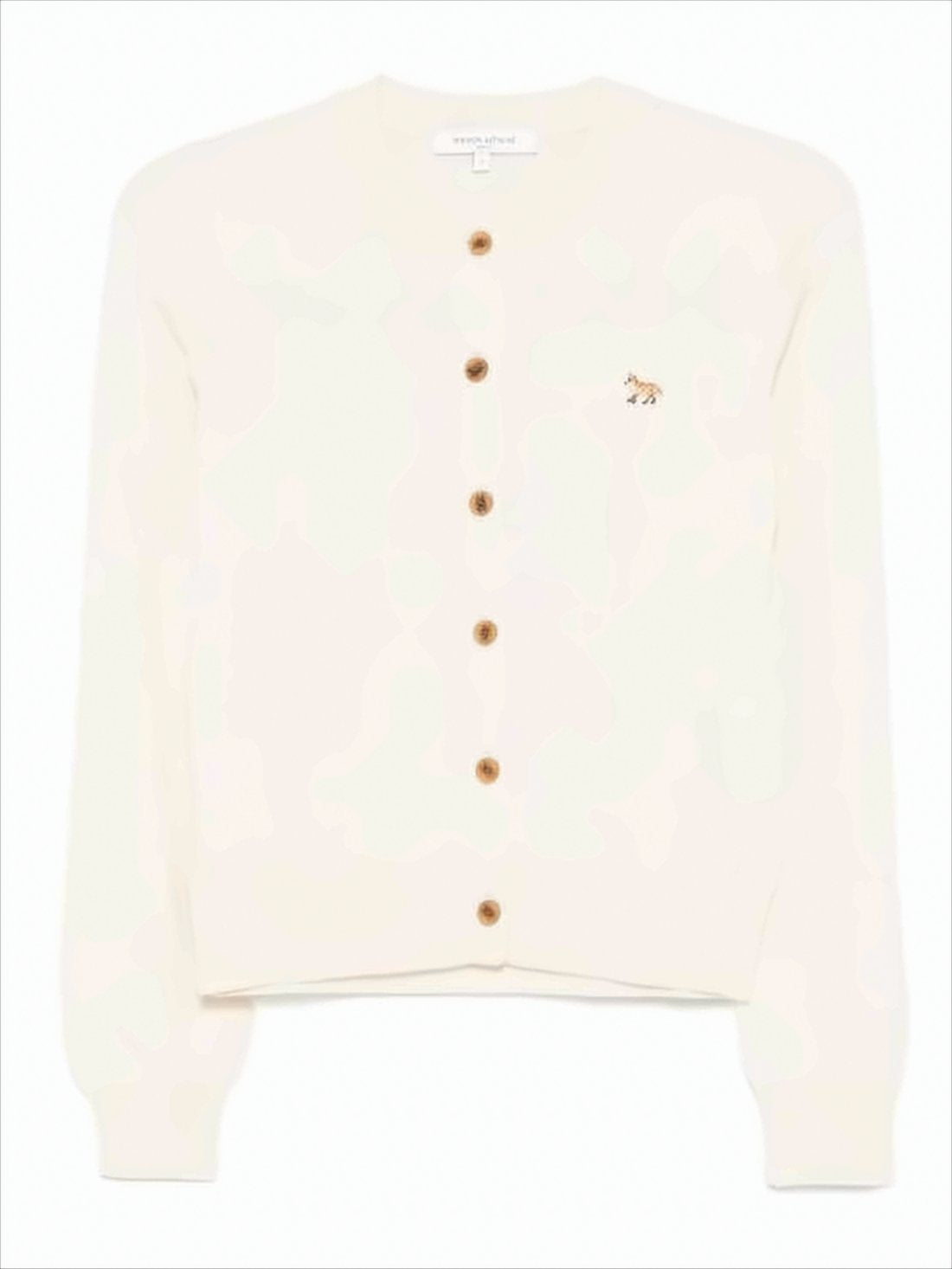 Merino Wool Cardigan with Embroidered Fox Motif