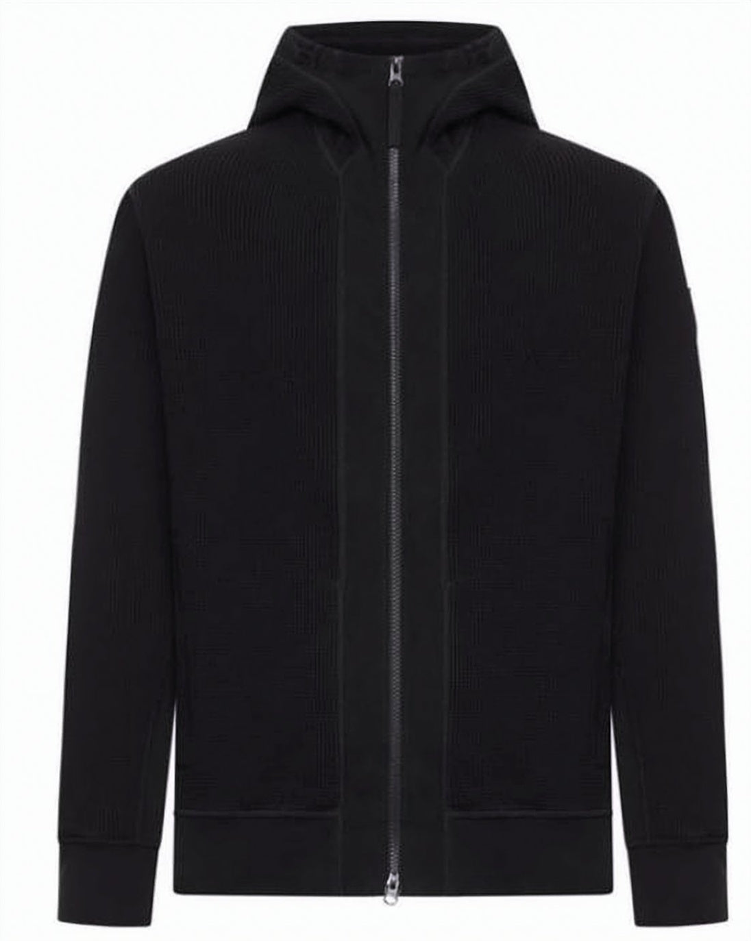 Textured Black Hooded Sweatshirt