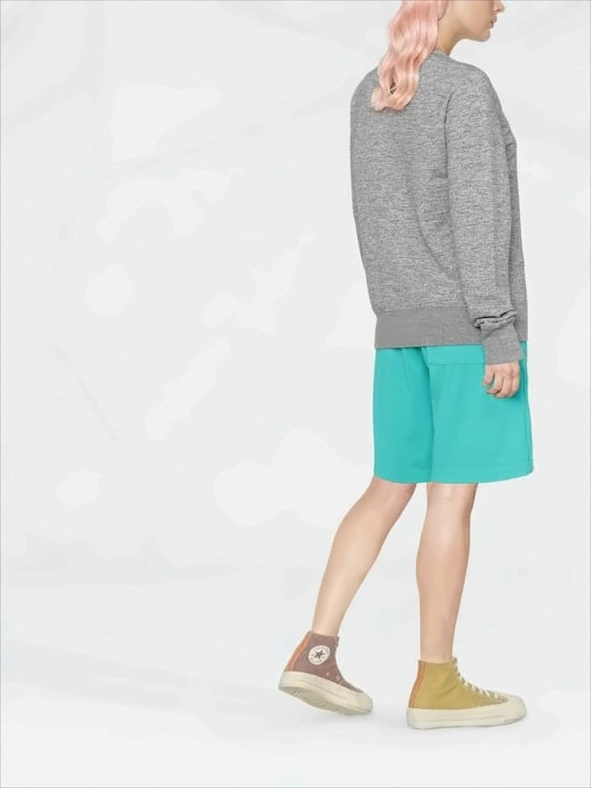 Heathered Grey Long-Sleeved Sweatshirt with Ribbed Detailing