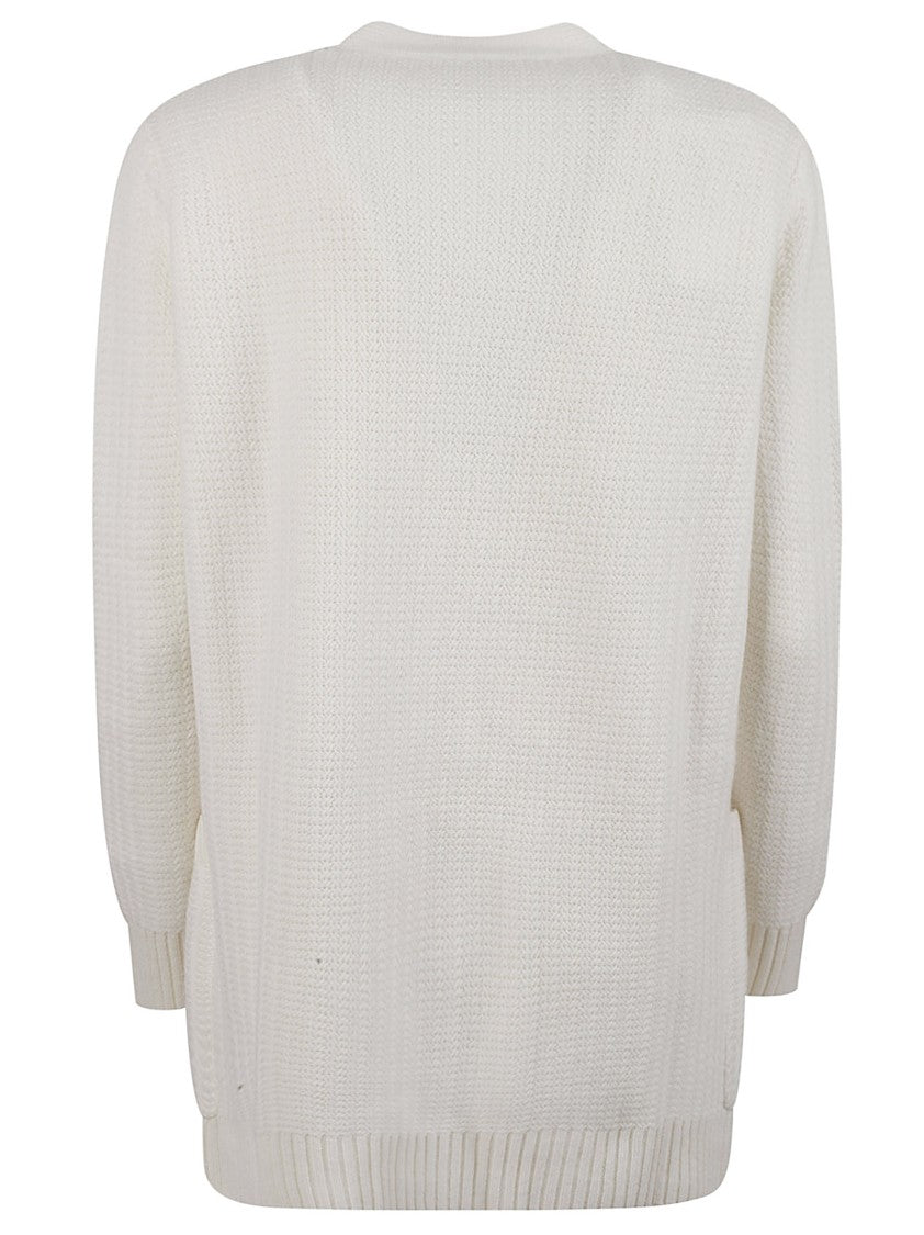 Textured Knit Sweater With Button-Down Front